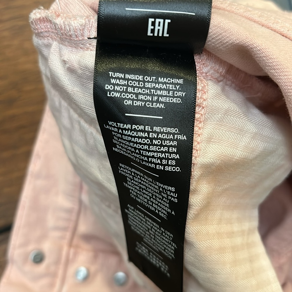 7 For All Mankind Monroe Pink Tie- DyeHigh Rise Jean Cut Off Shorts Size 26 - Picture 7 of 9